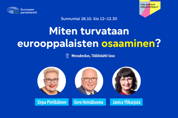 Mainoskuva kirjamessujen Töölönlahti-lavan ohjelmasta.